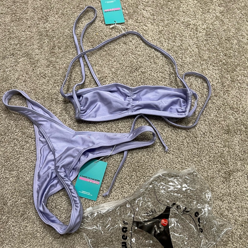 Kiki The Brand purple vice kini Bikini 2 Piece Swimsuit Sz L
